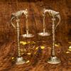 Ekhasa 100% Pure Brass Diya for Puja (Size: cm, Set of 2) | Standing Diya for Pooja | Pital Stand Diya for Puja | Brass Lamps for Pooja | Standing Parrot Hanging Brass Diya for Pooja, Standard, Gold view 1