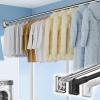 Adjustable Tension Shower Curtain Rod, 161"-197", No Slip Tension Curtain Rod Stainless Steel Curtain Rod, Shower Curtain Rod for Bathroom, Closet, Window, Room Divider (Color : Black, Size : 142"-1 view 1