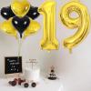 19 Balloon 40 Inch Number 19th Balloons 14 Pcs Gold Foil Helium Number Balloons with Black Gold Heart Balloons 19 Year Old Girl Boy Birthday Party Decorations for Girls Women Party Supplies view 3