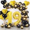 19 Balloon 40 Inch Number 19th Balloons 14 Pcs Gold Foil Helium Number Balloons with Black Gold Heart Balloons 19 Year Old Girl Boy Birthday Party Decorations for Girls Women Party Supplies view 4