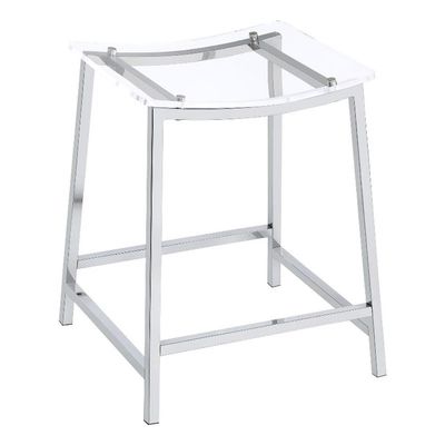Pemberly Row Metal Acrylic Counter Height Bar Stools Chrome (Set of 2)