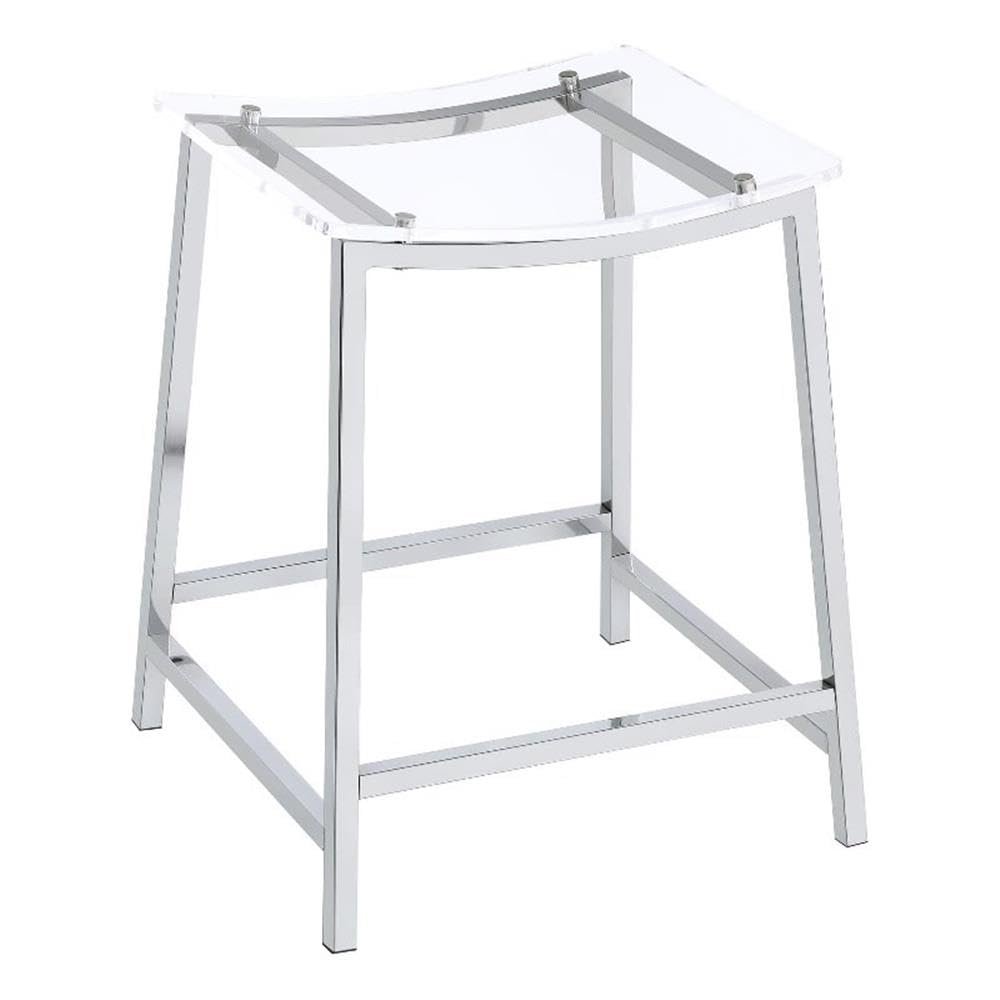 Pemberly Row Metal Acrylic Counter Height Bar Stools Chrome (Set of 2)