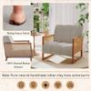 Andeworld Rattan Accent Chairs Set of 2 Upholstered Natural Rattan Chair Mid Century Modern Linen Armchair Side Chairs for Living Room Bedroom Reception,Light Grey view 4