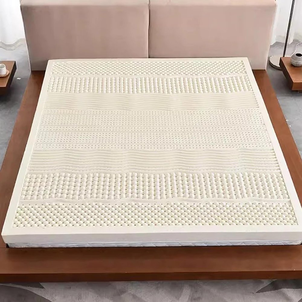 NaKeah 100% Natural Latex Mattress, Medium Firm Feel Mattress Topper for Back Pain with Removable Cover Pressure Relieving Latex Mattress,5cm,135x200cm
