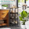 XYZLVSI Slim Storage Cart 4 Tier Narrow Kitchen Rolling Cart on Wheels for Small Space, Mobile Utility Cart Shelving Unit with Wooden Top and Metal Handle for Kitchen, Bathroom, Laundry Room view 3