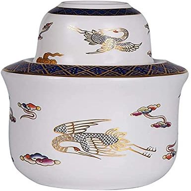 Japanese Sake Set, Sake Cup SetSake Bottle Crafts CupSake Pot and Sake Cup Japanese Sake Set 3 Pieces Sake Set Multicolored Crane Traditional Retro Porcelain Crafts, Wine Glass Set for Warm/Cold Sa