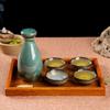 Japanese Sake Set, Sake Cup SetSake Bottle Crafts CupSake Pot and Sake Cup Japanese Sake Set Sake Set with Wooden Tray Japanese Style Traditional Retro Porcelain Crafts, Glass Green, 6 Pieces Tradi view 1