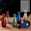 Japanese Sake Set, Sake Cup SetSake Bottle Crafts CupSake Pot and Sake Cup Japanese Sake Set Sake Set with Wooden Tray Japanese Style Traditional Retro Porcelain Crafts, Glass Green, 6 Pieces Tradi view 3