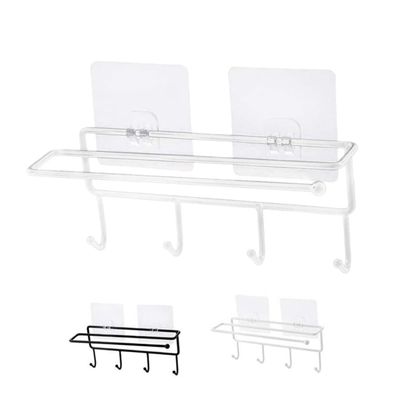 jojofuny Kitchen Shelves Paper Holder Iron Storage Rack Towel Rack Non-Slip Round Beads Easy Install