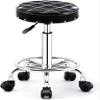 HOBIBA Rotating Stool Adjustable Height Chrome Steel Bar Stool Round Cushion, Salon Rolling Swivel Chair On 5 Wheels,Leather Counter Stools Office Drafting Stools(Color:Black) view 1