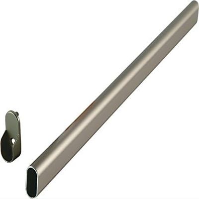 Top Shelf Hardware Oval Closet Rod with End Supports (Satin Nickel, Custom 31-47 Inches)