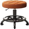 HOBIBA Rotating Stool Round Rolling Stool with Footrest PU Leather Height,with Wheels Swivel Rolling Stool,Massage Stool for Garage Workbench Office Drafting Stools(Color:Default) view 1