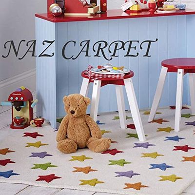 Naz Carpet Kids Collection Wool Area Rug Indian Handmade Arts with 0.5 Inch Thickness (Color Multi 6x9 Feet)