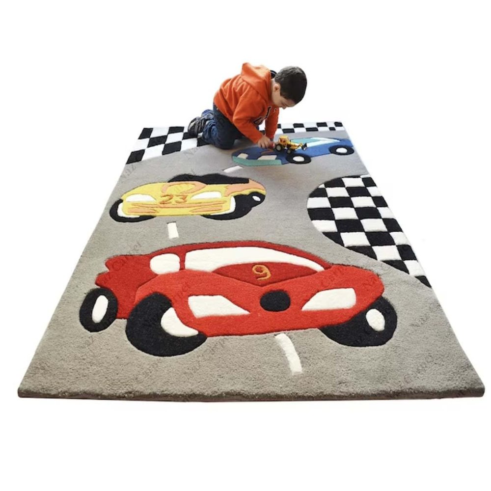 Naz Carpet Kids Collection Wool Area Rug Indian Handmade Arts with 0.5 Inch Thickness (Color Multi 9x12 Feet)