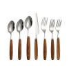 ONUIFIKE Silverware Set, 304 log pear blossom stainless steel knife, fork and spoon retro wooden handle western tableware hotel restaurant tableware, Cutlery Flatware Set view 1