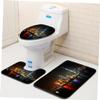 Cabilock 1set Shanghai Night Scene Toilet Rug Absorbent Bathroom Mat Closestool Lid Cover Floor Mats for Home Decoration and Comfort view 2