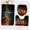 Cabilock 1set Shanghai Night Scene Toilet Rug Absorbent Bathroom Mat Closestool Lid Cover Floor Mats for Home Decoration and Comfort view 3