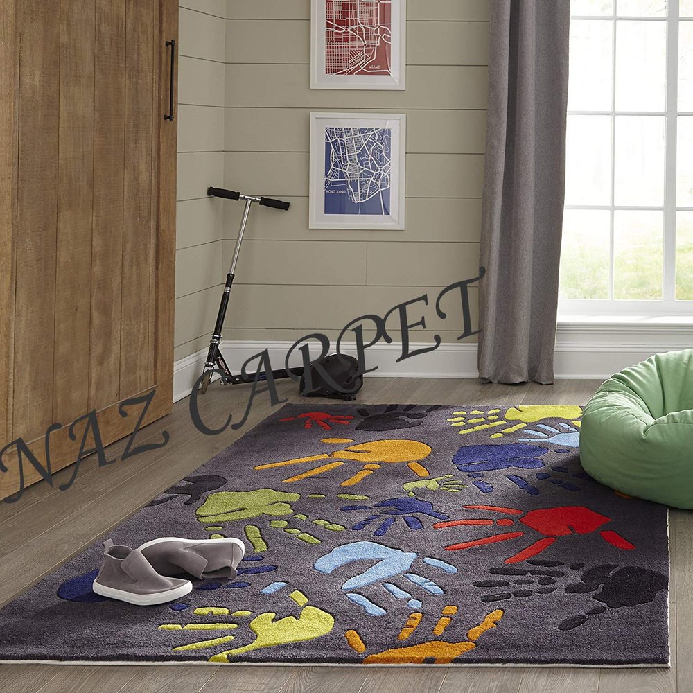 Naz Carpet Kids Collection Wool Area Rug Indian Handmade Arts with 0.5 Inch Thickness (Color Multi 7x10 Feet)