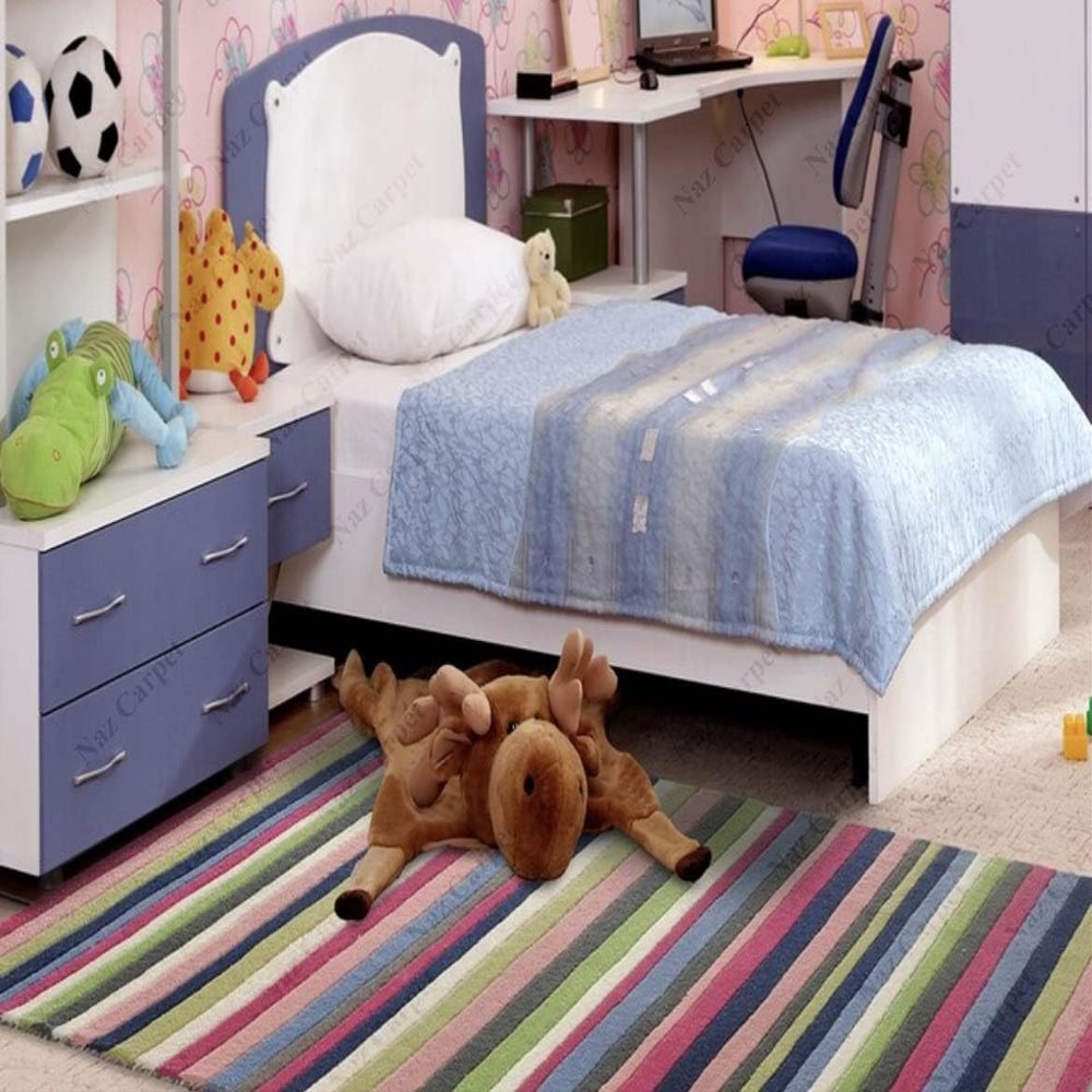 Naz Carpet Kids Collection Wool Area Rug Indian Handmade Arts with 0.5 Inch Thickness (Color Multi 9x12 Feet)