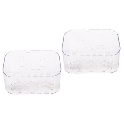 PRETYZOOM 2pcs Bathroom Wall Shelves Adhesive -mounted Storage Shower Sundry Storage Shelf No Punch Rack