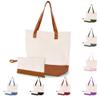 HIFA Tote and Makeup Bag Set for Women - Two-Tone, Top Zipper, Extra Inner Pocket, Organic Cotton, Multipurpose Shoulder Bag view 1
