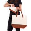 HIFA Tote and Makeup Bag Set for Women - Two-Tone, Top Zipper, Extra Inner Pocket, Organic Cotton, Multipurpose Shoulder Bag view 2