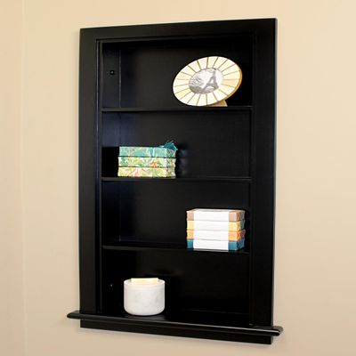 Fox Hollow Furnishings 14x36 Aiden Recessed Wall Niche Medicine Cabinet Replacement, in The Wall Bathroom Cabinet Insert Shelf/Shelves, Made in North America, Real Wood, NO MDF, Plain, Black