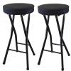 Set of 2 Folding Bar Stool, Portable Padded Kitchen Stool, 25inch Counter Height Folding Chair with Footrest, Home Barstool for Outdoor Camping Garden Gameroom (Color : Black) view 1