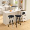 Set of 2 Folding Bar Stool, Portable Padded Kitchen Stool, 25inch Counter Height Folding Chair with Footrest, Home Barstool for Outdoor Camping Garden Gameroom (Color : Black) view 2