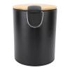 Round Waste Bin, Hygienic Modern Handy Soft Close Dustbin Bamboo Lid Black with Foot Pedal for Bedroom for Kitchen (5L) view 3