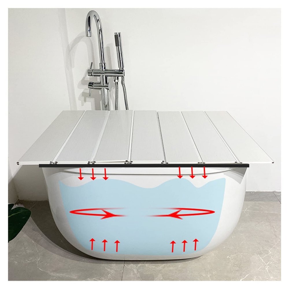 Bathtub Tray Foldable Bathtub Tray Bathtub Cover, White PVC Plastic Bathtub Insulation Cover, 0.6cm Thickness Waterproof Shutter Bath Lid Dust Board, Width 66/70/75/80cm Multifunctional (Color : Whit