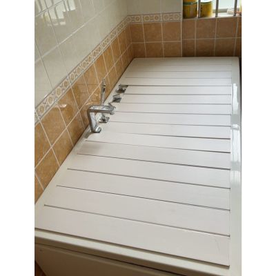 Bathtub Tray Foldable Bathtub Tray Bathtub Insulation Cover, Multifunction Bathroom Dust Board Shutter Bath Lid Thickness 0.6cm, White, Length 125/135/150/160/170/180cm Multifunctional (Color : White