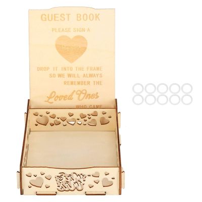 Gavigain Romantic Wooden Guest Book Message Box for Wedding Reception, Heart Pattern,for Baby Showers, Birthdays, and Graduation Ceremonies (17x13.5x4.3cm)