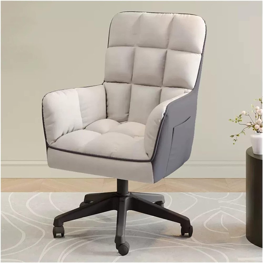 Aimeryup Computer Chair Desk Office Chairs Makeup Vanity Chair with Armrests Swivel Rolling Chair,Reading Chair for Living Room Office Dining Room Furniture(Color:Gray-1)