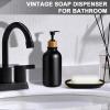 Black Bathroom Accessories Set 5 Pcs, Matte Black Bathroom Accessories, Plastic Soap Dispenser and Toothbrush Holder Set, Soap Dish, Cotton Swab Jar, Black Bathroom Set, Boho Bathroom Decor view 3