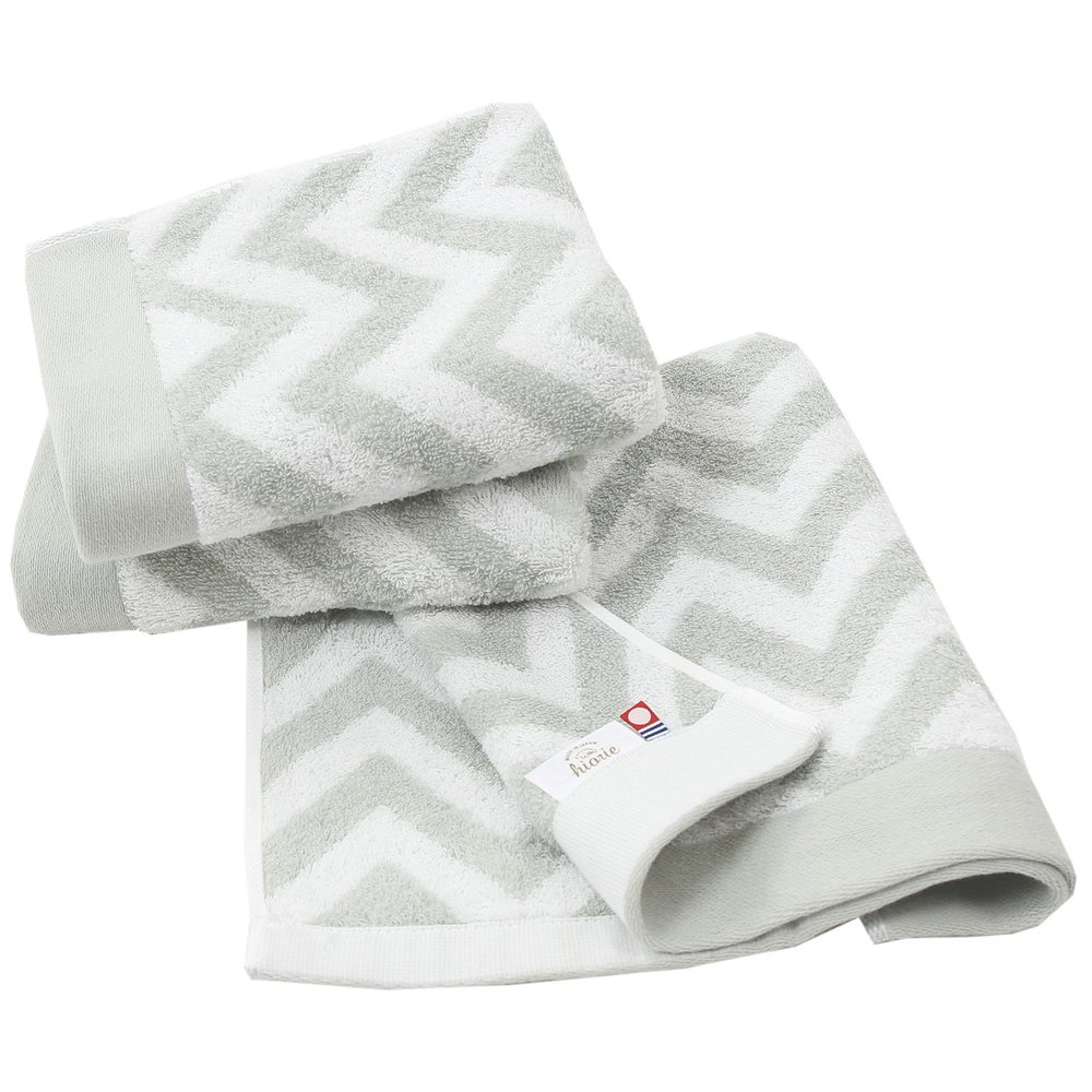 HIORIE Imabari Towel, 3 Piece Hand Towel Set, Japanese Towels, Wave Pattern, Soft and Highly Absorbent, Stone Grey