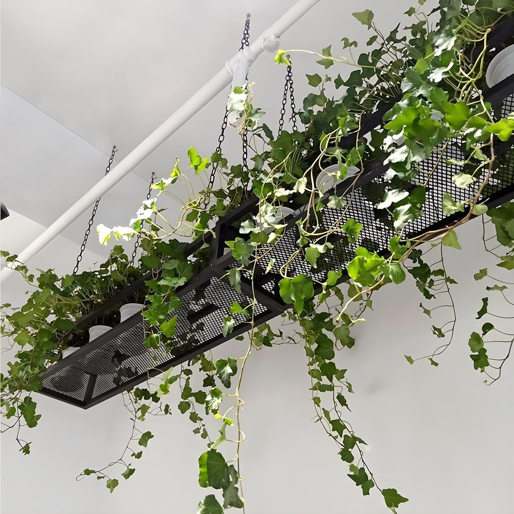 Yopappol Ceiling Mounted Shelf, Hanging Plant Shelves Flower Stand, Metal Iron Wine Bottle Holder, Wall Mounted Storage Rack for Restaurant, Bar, Kitchen Decorate (Size : 60x25x15cm)