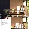 Yopappol Ceiling Mounted Shelf, Hanging Plant Shelves Flower Stand, Metal Iron Wine Bottle Holder, Wall Mounted Storage Rack for Restaurant, Bar, Kitchen Decorate (Size : 60x25x15cm) view 4