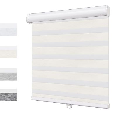 UrMoon Cordless Zebra Shades for Windows Blinds Dual Layer Roller Shades Room Darkening Custom Size Blinds for Home(Light Filtering Beige, 61" W x 48" H)
