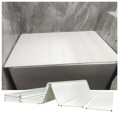 Bathtub Tray Foldable PVC Bathtub Cover Shutter Bath Lid, Multifunction Bathtub Insulation Cover Dust Board, Waterproof Bathroom Bathtub Tray for Home Spa, 22 Sizes Multifunctional (Color : White, S