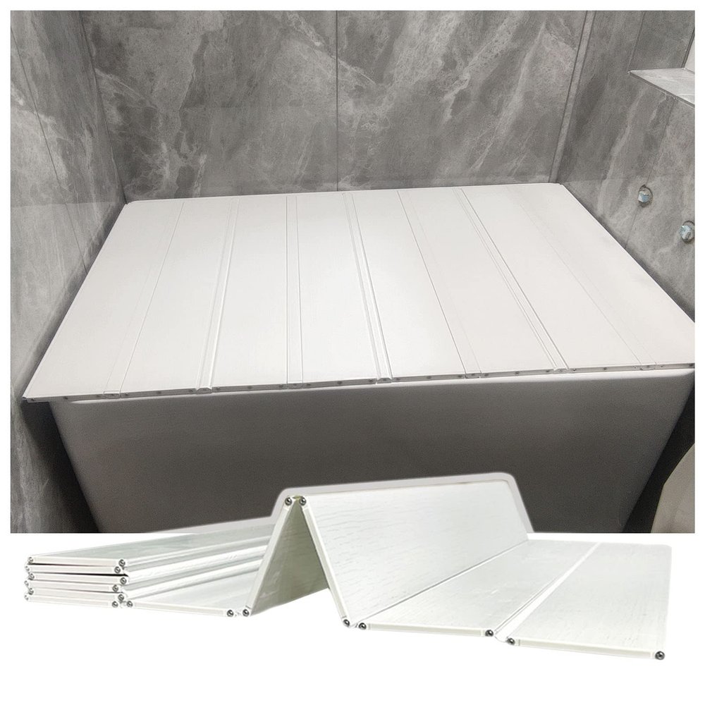 Bathtub Tray Foldable PVC Bathtub Cover Shutter Bath Lid, Multifunction Bathtub Insulation Cover Dust Board, Waterproof Bathroom Bathtub Tray for Home Spa, 22 Sizes Multifunctional (Color : White, S