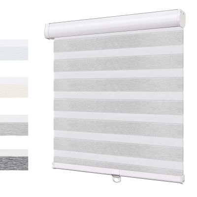 UrMoon Cordless Zebra Shades for Windows Blinds Dual Layer Roller Shades Room Darkening Custom Size Blinds for Home(Light Filtering Gray, 50" W x 72" H)