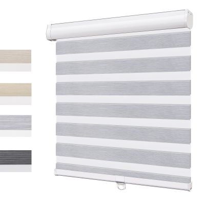 UrMoon Cordless Zebra Shades for Windows Blinds Dual Layer Roller Shades Room Darkening Custom Size Blinds for Home(80% Blackout Gray, 50" W x 72" H)