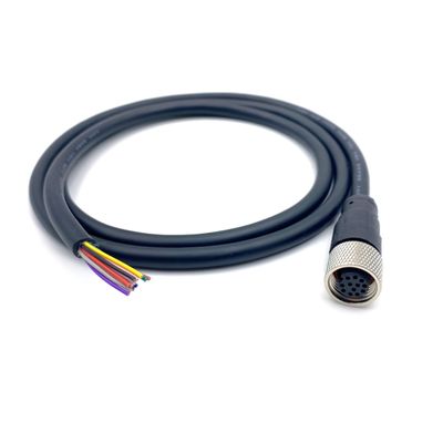 FOWIUNYE M12 12 Pin Female Connector Cable, A Code Straight Aviation Plug Electrical Cable PVC Industrial Molded Unshielded Cable AWG262Meter