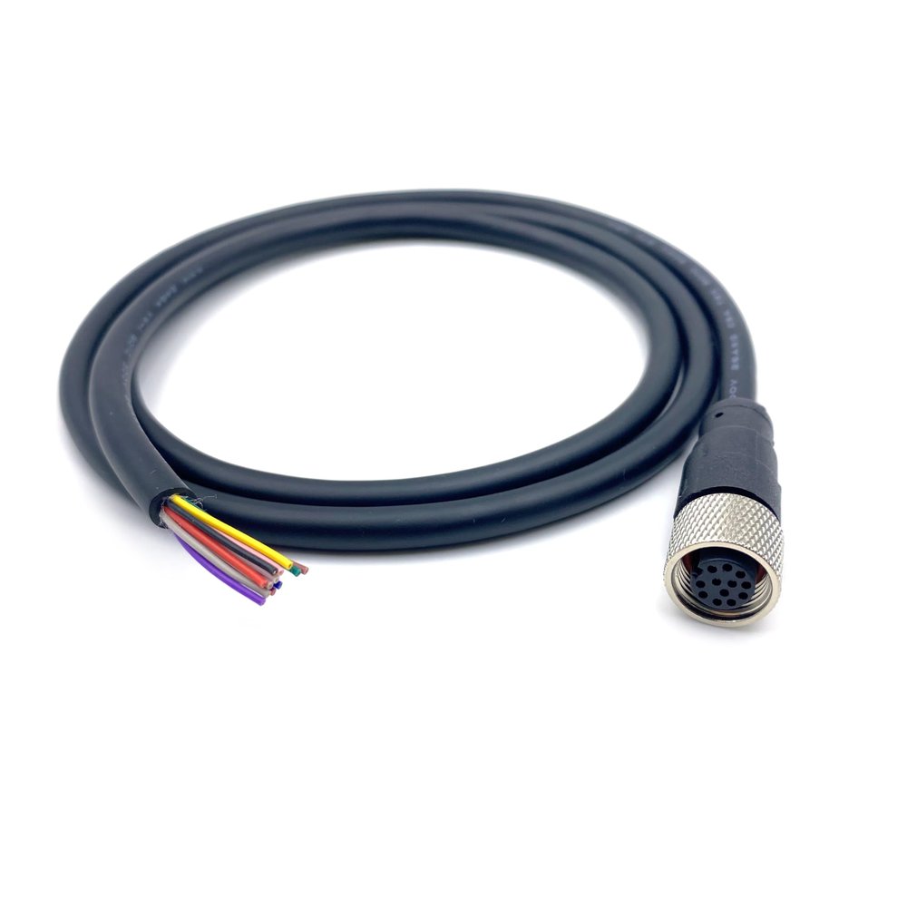 FOWIUNYE M12 12 Pin Female Connector Cable, A Code Straight Aviation Plug Electrical Cable PVC Industrial Molded Unshielded Cable AWG262Meter