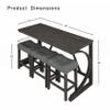allamazing 4-Piece Counter High Bar Table Set with Socket and 3 Fabric Padded Bar Stools, Tall Kitchen Breakfast Nook with Stool, Black view 2
