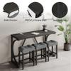 allamazing 4-Piece Counter High Bar Table Set with Socket and 3 Fabric Padded Bar Stools, Tall Kitchen Breakfast Nook with Stool, Black view 3
