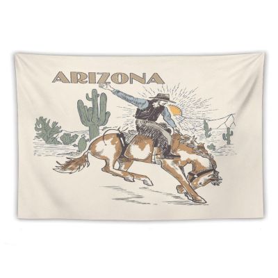 HZOHNAGO Western Cowboy Tapestry Wild West Cowboy Ride Horse and Desert Cactus Printed Wall Tapestry Wall Hanging for Bedroom Living Room Dorm 90" W x 60" H