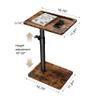 YUHFERA Sofa Armrest Tray Table for Couch - 360 Swivel Height Adjustable End for Small Spaces, Snack Side Table for Bed or Chair with Phone & Tablet Slot (Rustic,Standard) view 2