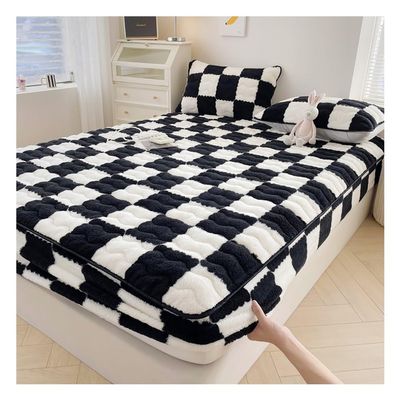 Twin Velvet Fleece Mattress Protector Soft Fitted Mattress Pad With Elastic Straps Breathable Mattress Cover For Bedroom Dorm Room Washable Fitted Sheets ( Color : Black , Size : Full-120*200cm )